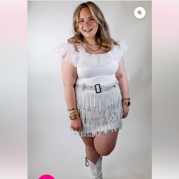 giddy up glamour Dresses & Skirts - COWBOY KILLER CRYSTAL FRINGE MINI SKORT IN WHITE